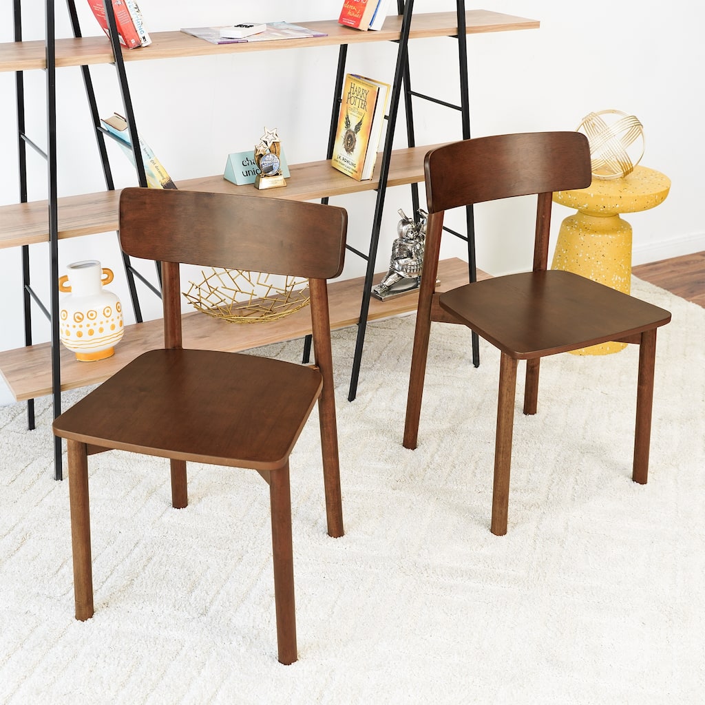 Willow Contemporary Solid Wood Dining Chairs in Brown ( Set of 2)