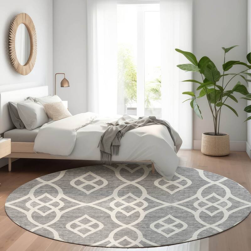 Premium Washable Super Soft Transitional Scroll Mayfield Rug - Gray - 8' x 8'