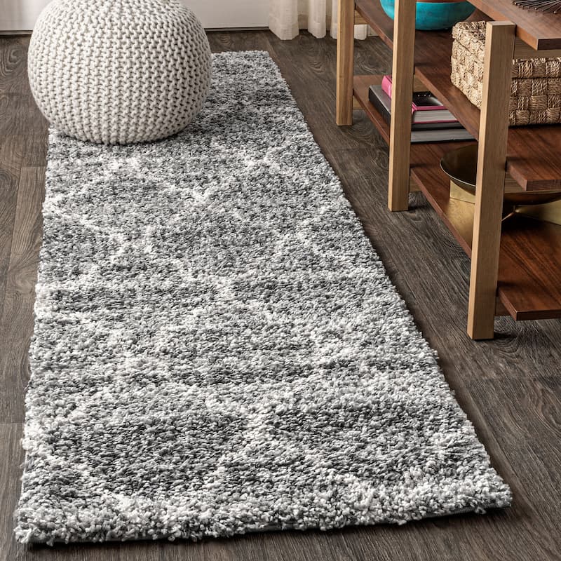 Ankara Ogee Moroccan Trellis Shag Light 2 ft. x 8 ft. Runner Rug - 2 X 8