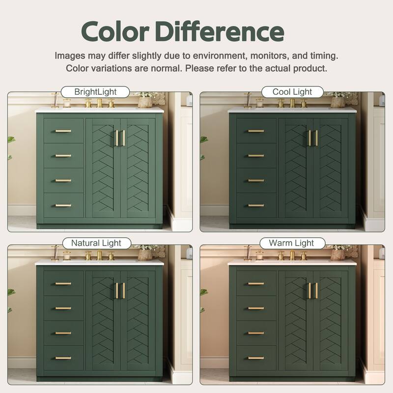 36'' Freestanding Bathroom Vanity with White Integrated Ceramic Sink