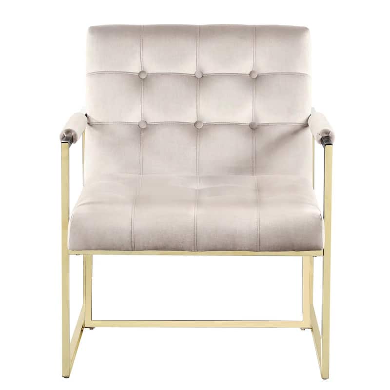 Morden Fort Accent Chair, Modern Armchair with Golden Metal Frame