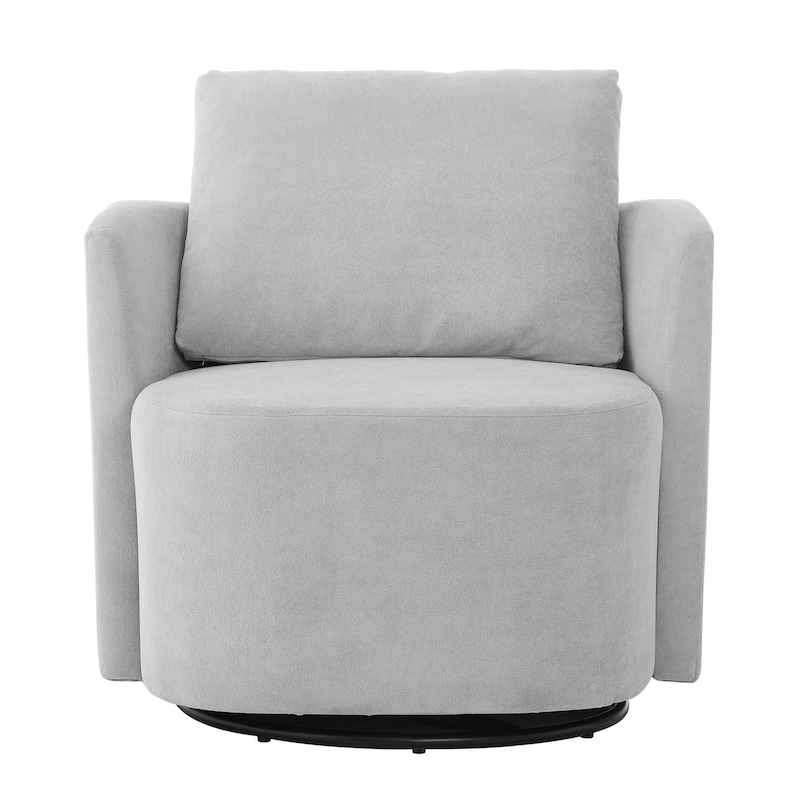360° Swivel Chair - Chenille Upholstery, 440lb Capacity, Barrel Design - Light Grey