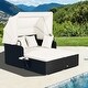 preview thumbnail 41 of 61, Outdoor Patio Daybed with Canopy and Foldable Side Trays - 65" x 60.5 x 58.5"