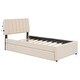 preview thumbnail 4 of 36, Eye-catching Design Teddy Fleece Upholstered Platform Bed with Trundle, LED Light, Twin Size
