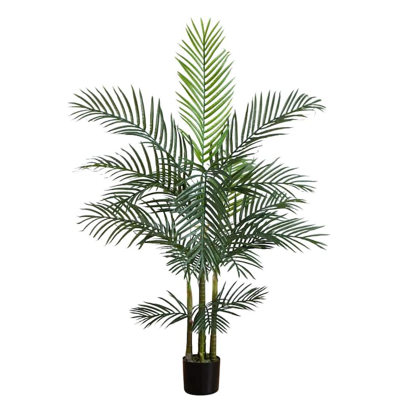Potted Artificial Areca Palm Tree - 5' - Green