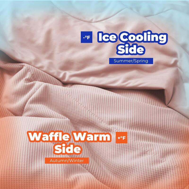 Lightweight Breathable Cooling Waffle Reversible Summer Blanket, Dual-side Cool Touch Comforter