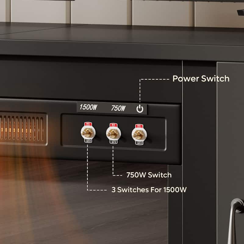 Bestier 63" Fireplace TV Stand for TVs, Farmhouse Barn Door Entertainment Center with Electric Heater, Adjustable Shelves