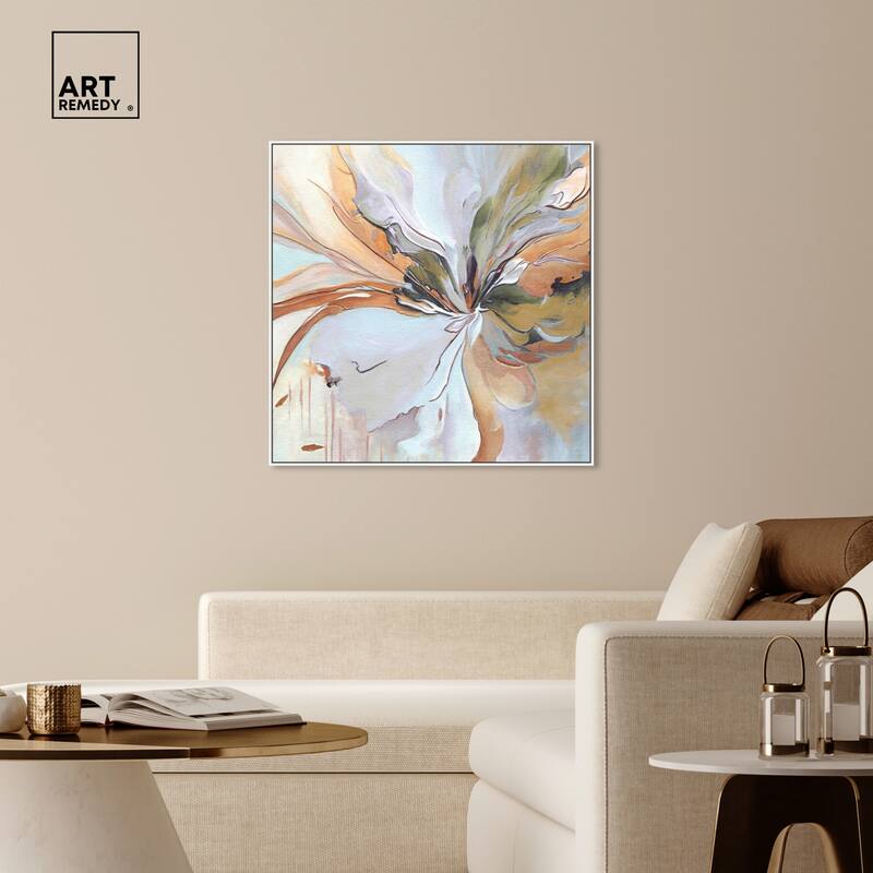 Art Remedy Golden Aesthetic Framed Boho Abstract 1 Piece Canvas Wall Art