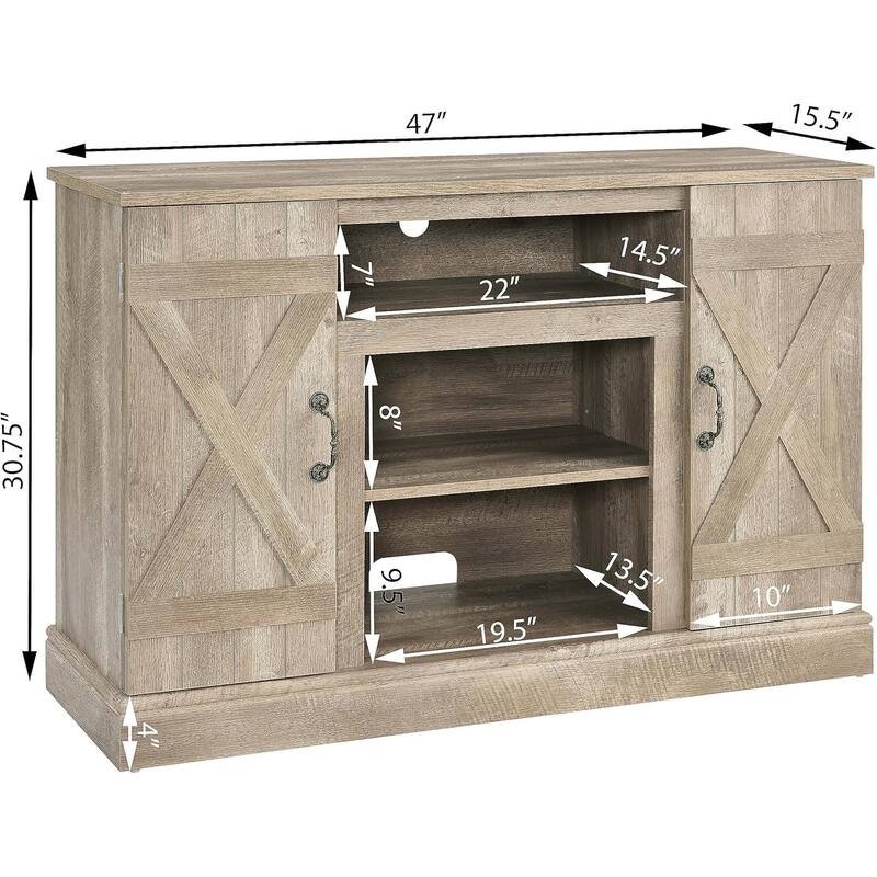 Roomfitters Farmhouse Classic Media TV Stand, Entertainment Console with 18" Electric Fireplace Insert