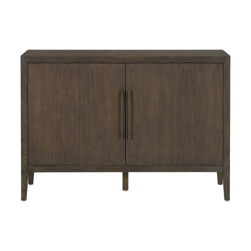 47.25"Sideboard with Pine Veneer and 2 Doors, Retro Buffet with Adjustable Feet, Wooden Storage Cabinet with Metal Handles