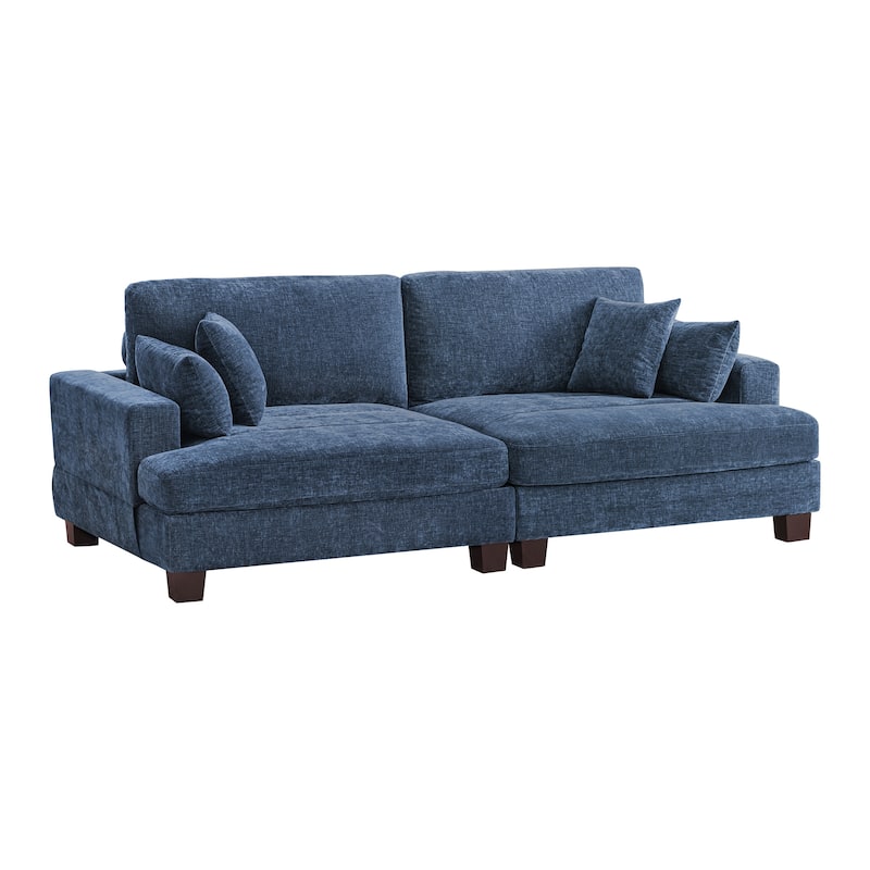 87-in Modern 3-Seater Upholstered Sofa Couch Chenille Design for Living Room