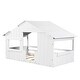 preview thumbnail 24 of 32, Solid Wood House Bed with Roof, Window and Guardrail for Kids, Boys and Girls, Bedroom