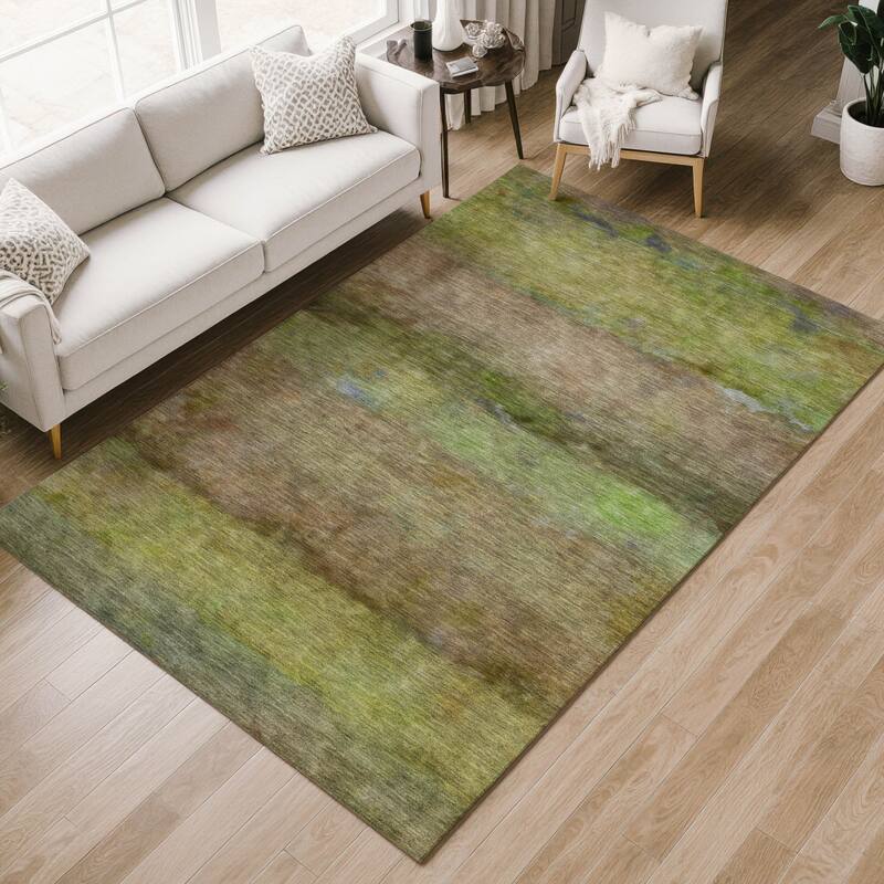 Machine Washable Indoor/ Outdoor Contemporary Ombre Chantille Rug