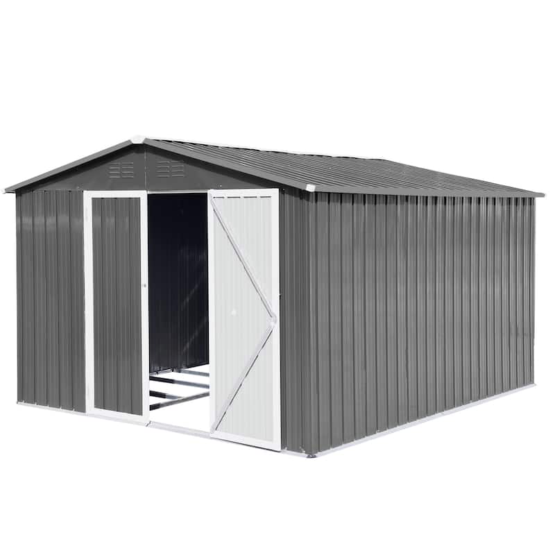 Metal Garden Sheds 10ftx12ft Outdoor Storage Sheds Grey