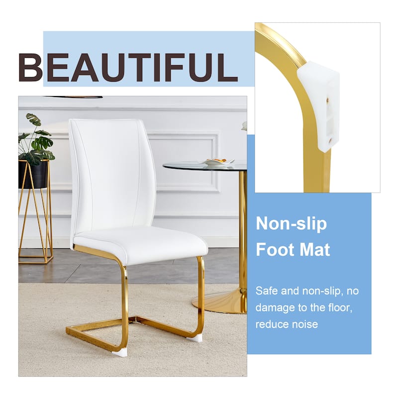 Luxury Arched PU Dining Chairs Set of 6 with Gold Legs and Ergonomic Support Back for Open Kitchens, or Entertaining