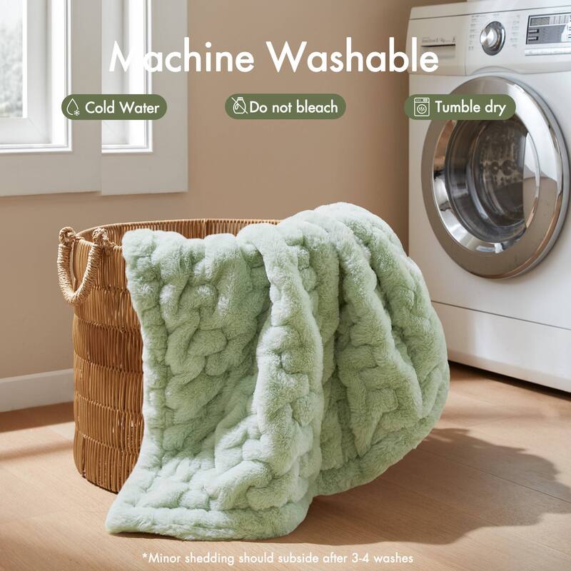 Madison Park Ruched Fur Throw