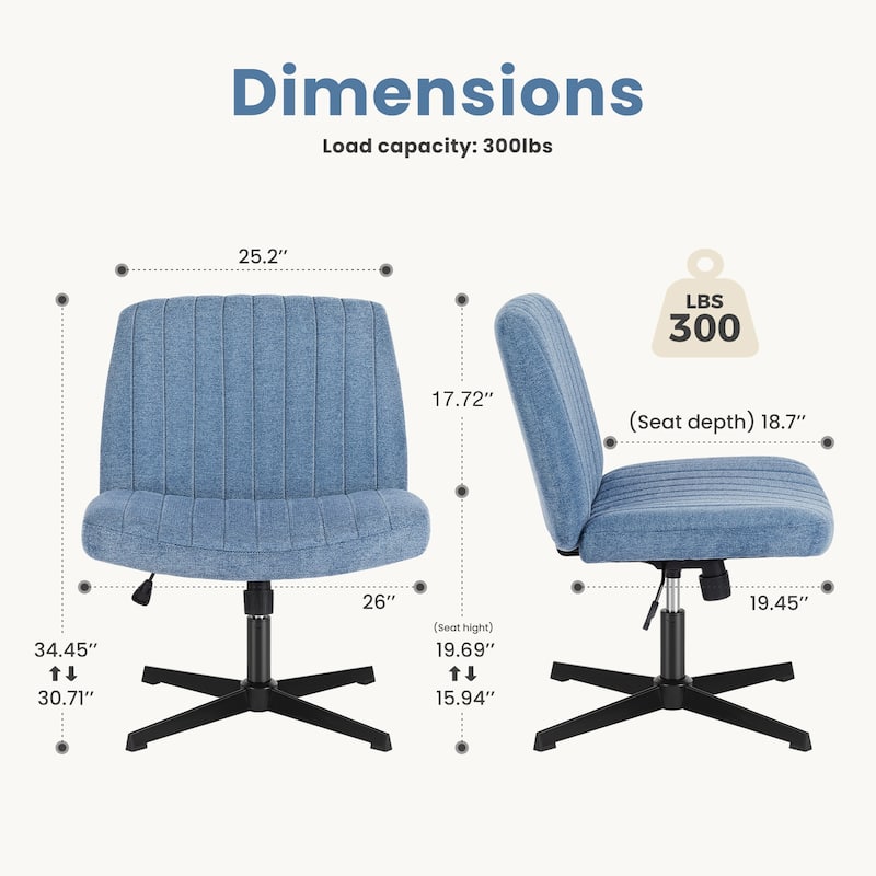 Armless Ergonomic Swivel Seat with Wide U-Shaped Backrest