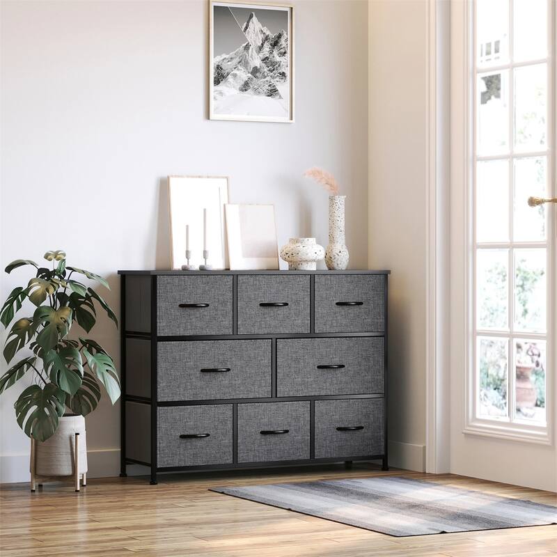 8-Drawer Fabric Dresser with MDF Top Foldable & Portable Storage Chest with Steel Frame and Anti-Topple Safety