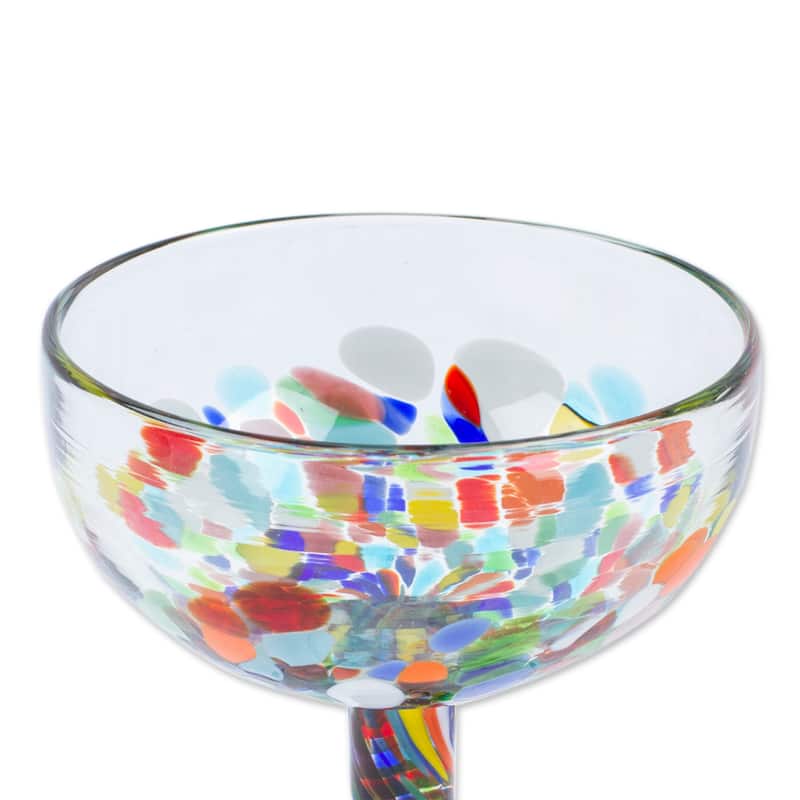 Novica Handmade Chromatic Celebration Handblown Recycled Cocktail Glasses (Set Of 4)