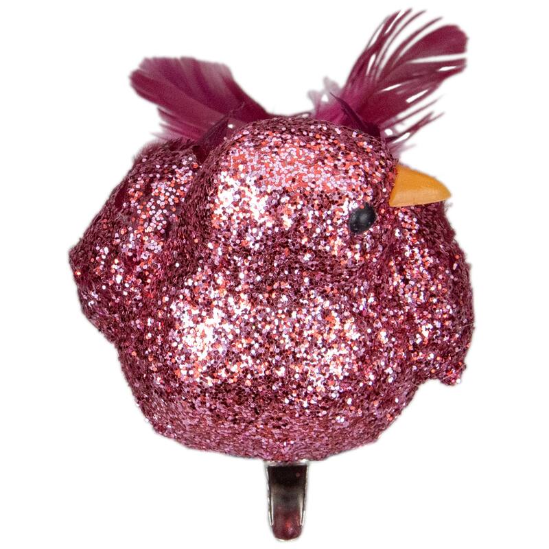 4" Burgundy Left Facing Bird Clip-on Christmas Ornament