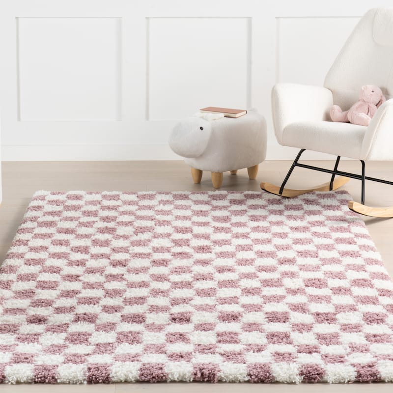 Nuloom Adelaide Mid-Century Checkered Shag Area Rug