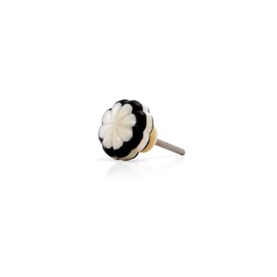 Mascot Hardware Melon Shaped Black and Cream Ceramic Knob