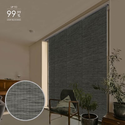 GoDear Design 99.99% Blackout & Sheer Natural Woven Adjustable Sliding Panel Track Blinds, Vertical Blinds, 45.8"- 86" W x 96" L