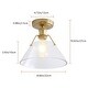 preview thumbnail 7 of 6, Vintage Gold 1-Light Bell Shape Transparent Glass Style Semi Flush Mount Lamp