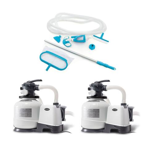 Intex 2 Pack of Above Ground Pool Filter Pumps & Deluxe Maintenance Cleaning Kit - 45.87