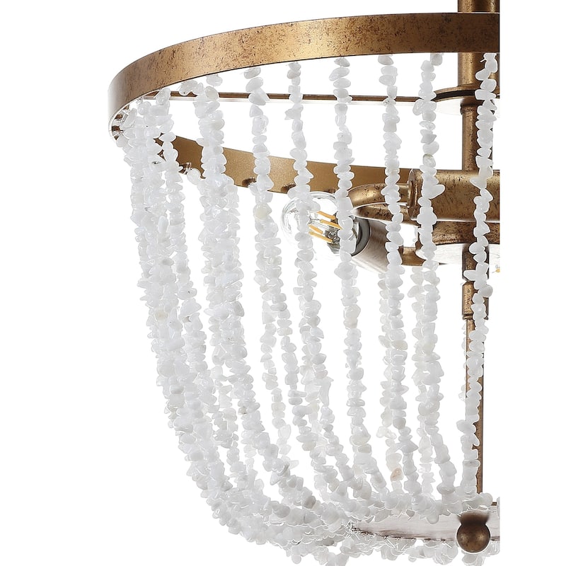 Gabrielle 15" Stone/Metal LED Flush Mount, Antique Gold / White by JONATHAN Y