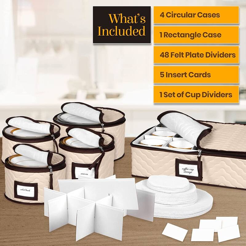 Dinnerware Storage Organizer 5-Piece Set for Fine China,Tableware Cups