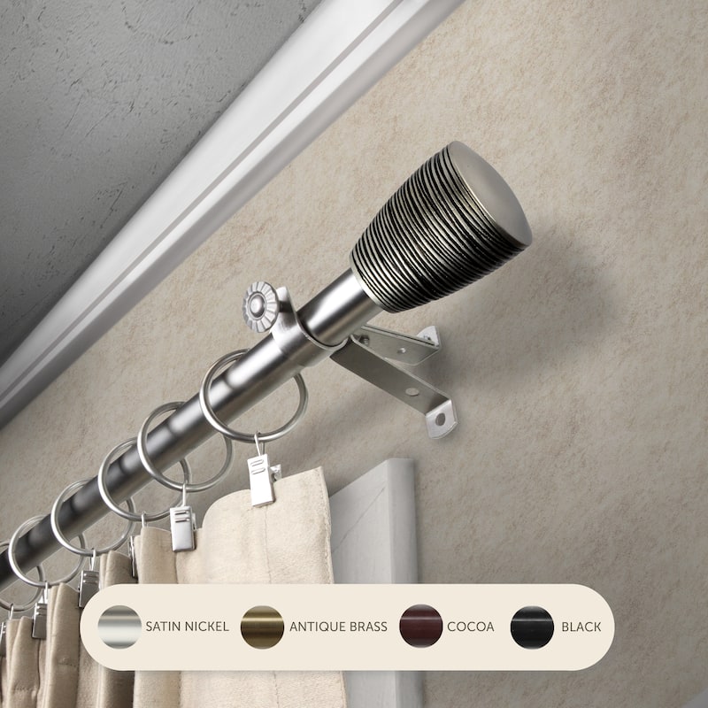 InStyleDesign Zephania Adjustable Curtain Rod 13/16 inch dia. - 66 to 120 inches - Satin Nickel