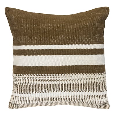 Striped Square Throw Pillow - 18" - Brown and White
