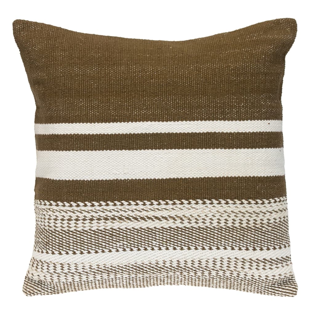 Striped Square Throw Pillow - 18" - Brown and White
