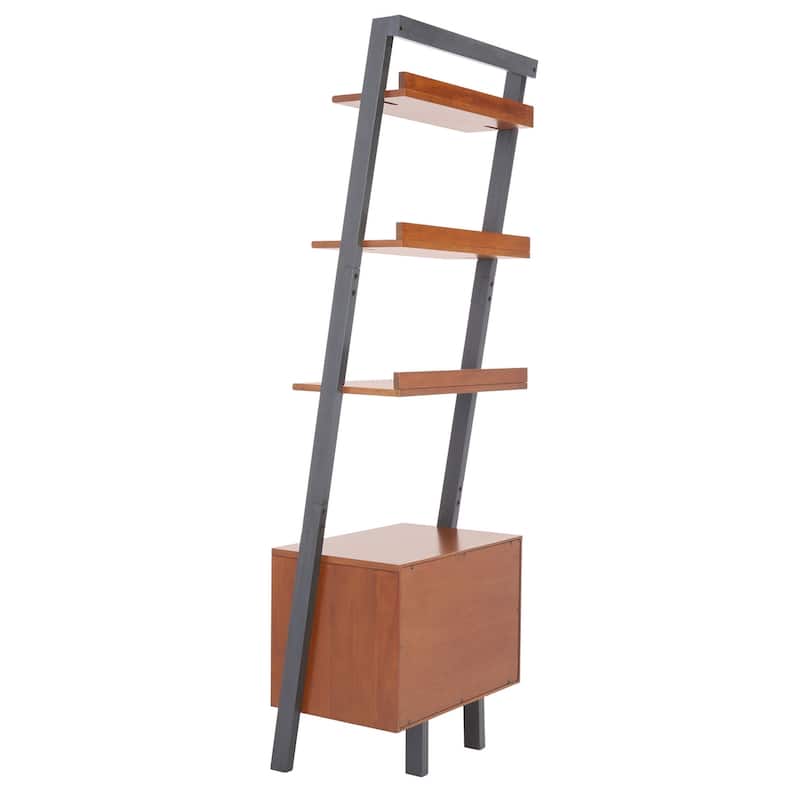 SAFAVIEH Ilianka Natural/Charcoal 3-Shelf 1 Door Etagere - 25" W x 15.4" L x 72" H - 25Wx15Dx72H