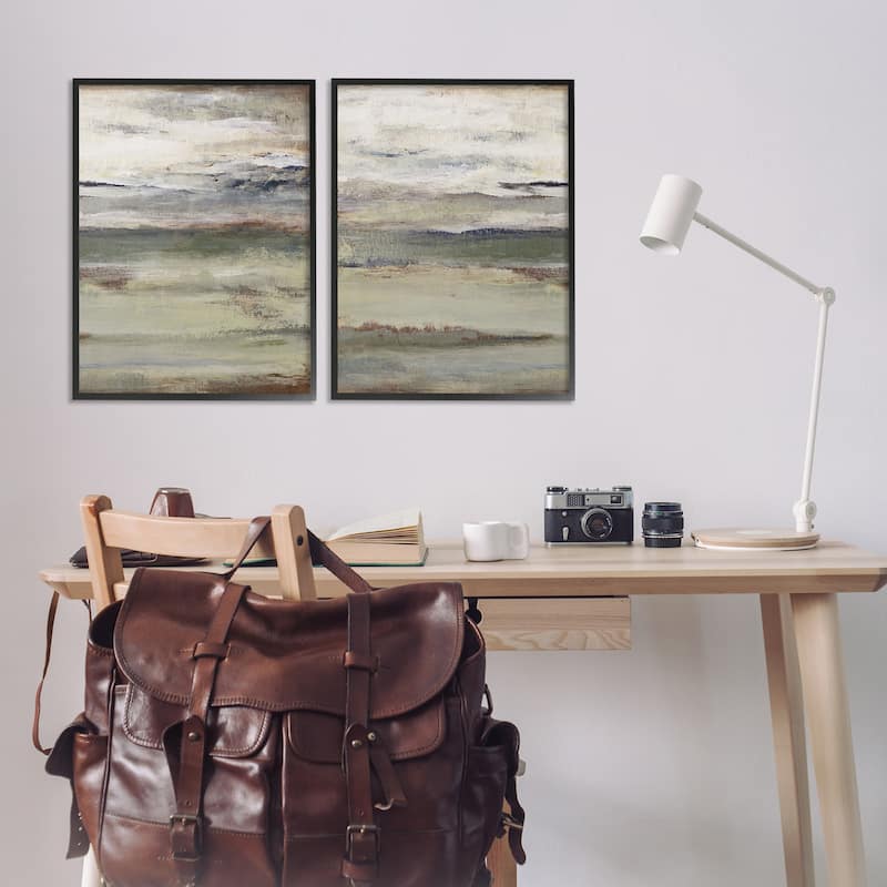 Stupell Earth's Layers Neutral Abstract Framed Giclee Art Design By Lanie Loreth (Set of 2)