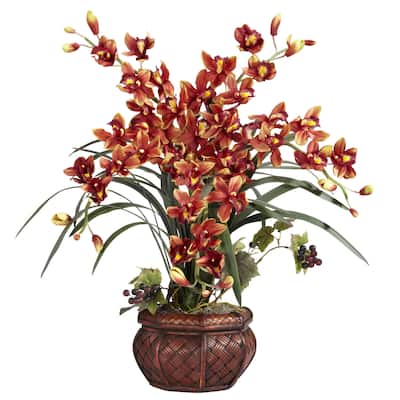 Silk Flower Arrangement Vase Decor Home Accent Table Centerpiece Gift - 30
