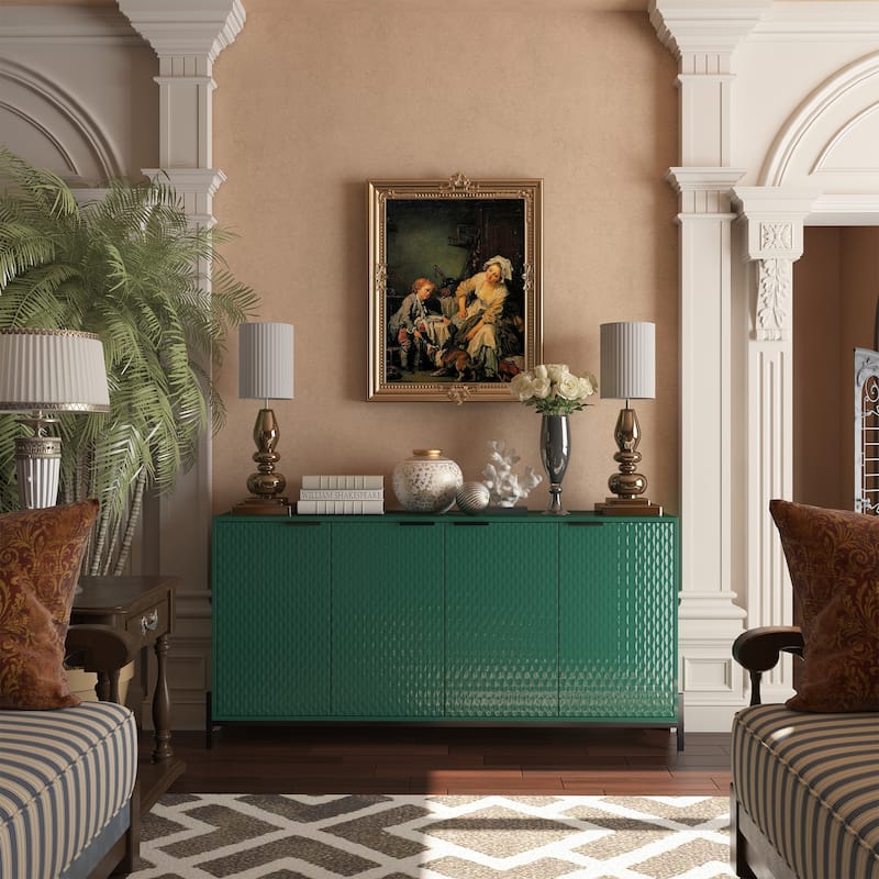 Clihome High Gloss 4-Door Storage Accent Buffets Sideboards