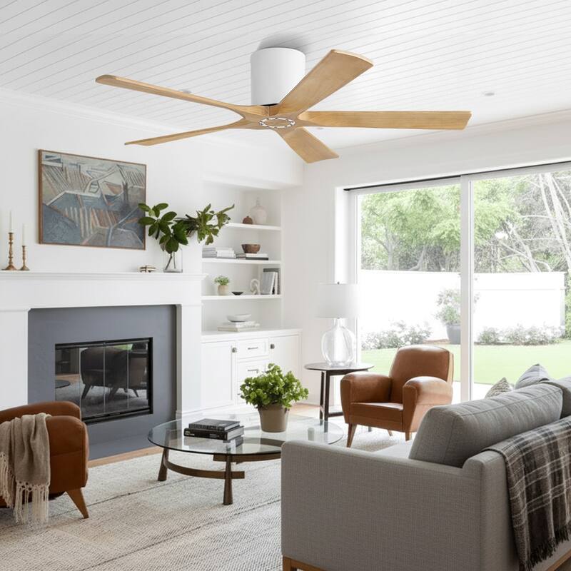 MLiAN 52 In. 5 Solid Wood Blades Indoor Ceiling Fan with Remote - 52 inch