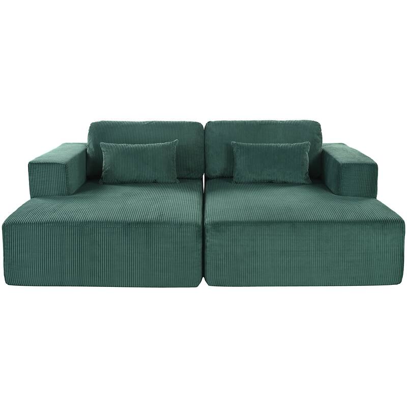 Corduroy Double Sofa Bed with 2 Pillows