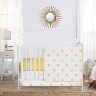 Sweet Jojo Designs White and Yellow Boho Sun Boy, Girl, Unisex/Gender Neutral 3pc Nursery Crib Bedding Set - Bohemian Celestial