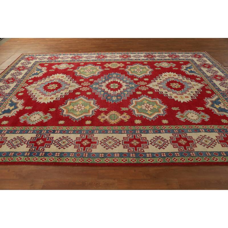 Red Kazak Oriental Area Rug Hand-Knotted Traditional Wool Carpet - 8'3" x 11'6"