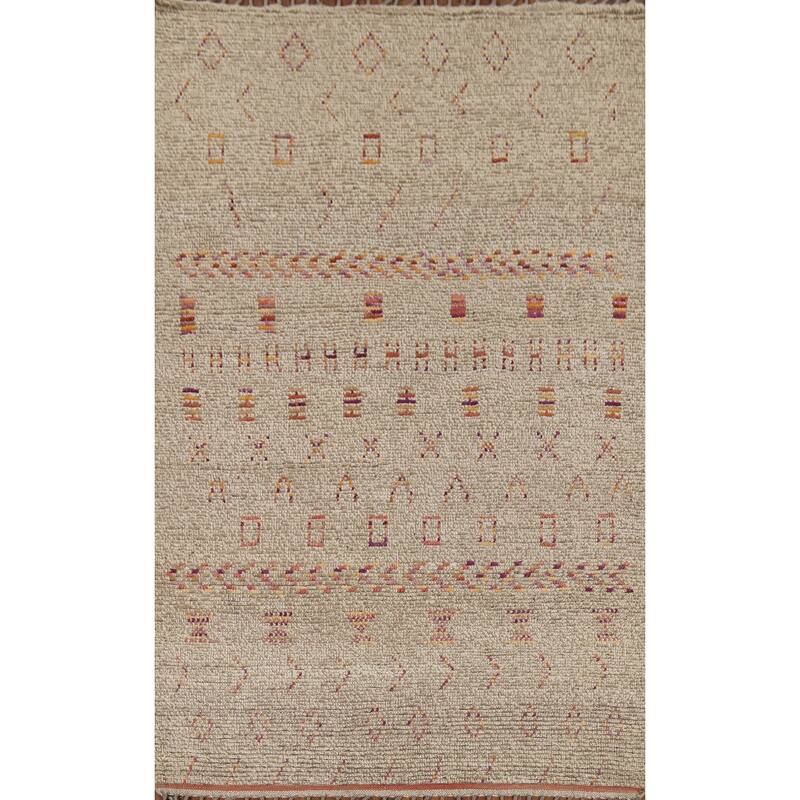 Earth Tone Moroccan Oriental Area Rug Handmade Wool Carpet - 5'7"x 8'10"