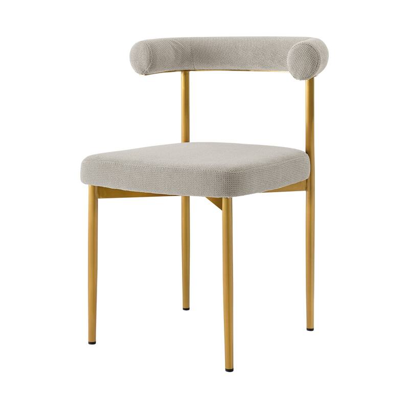 HomeRoots Set of Two Gray And Gold Upholstered Polyester Open Back Dining Side Chairs