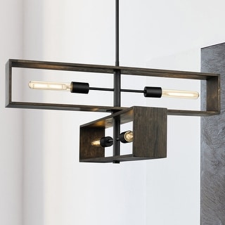 Luxury Minimalist Chandelier, 14.25H x 30W, with Mid Century Modern Style, Matte Black, UHP4911 by Urban Ambiance