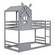preview thumbnail 15 of 16, Twin over Twin Bunk Bed with Roof and Window, with Guardrails and Ladder