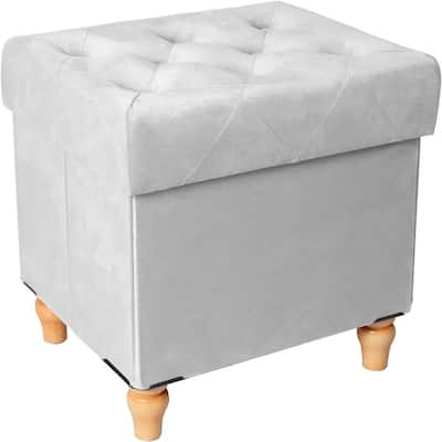Round Ottoman Foot Stool with Metal Legs Black