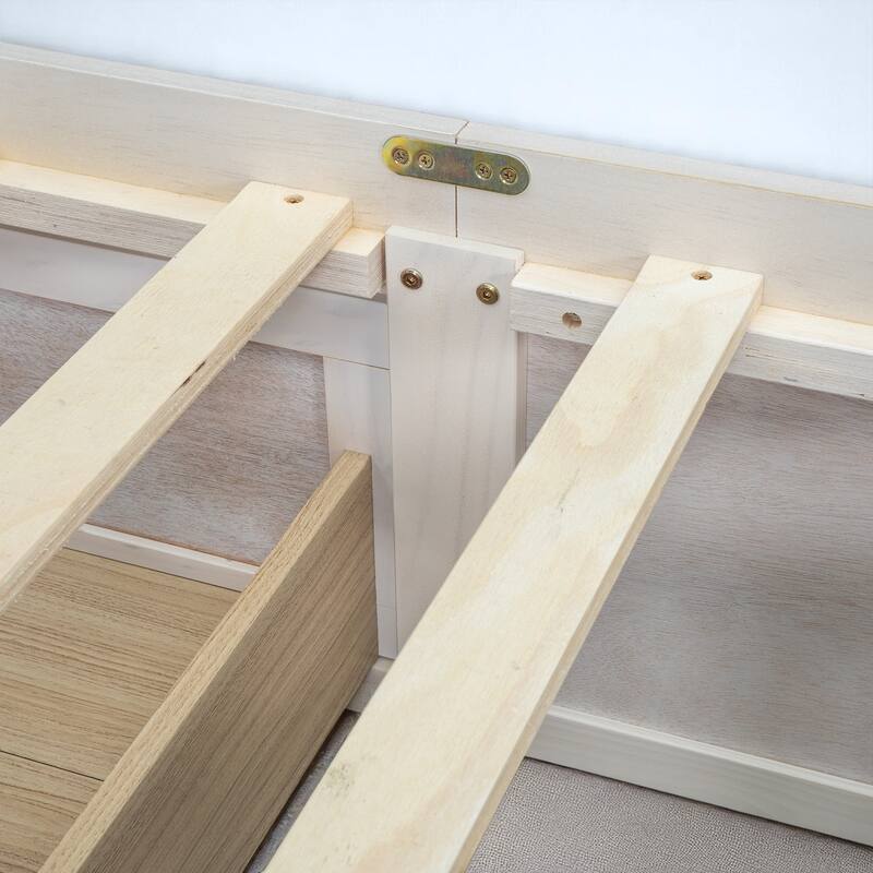 Full/Queen Platform Bed with 6 Storage Drawers, Modern Wood Frame with Slats, No Box Spring Needed