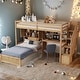 preview thumbnail 1 of 13, Home Kids Twin over Twin Staircase Loft Bed with Built-in Desk and Storage Cabinets Natural