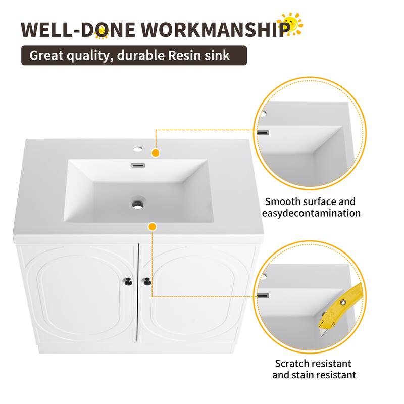 Beingnext 24"/30"/36" Bathroom Vanity with Sink, Freestanding Bathroom Vanity with Soft Close Door and Adjustable Shelf
